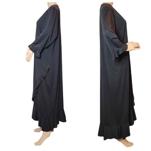 Lane Bryant Stretch Ruffle Trim Black Maxi Dress Size 18/20 2X - Picture 11 of 15